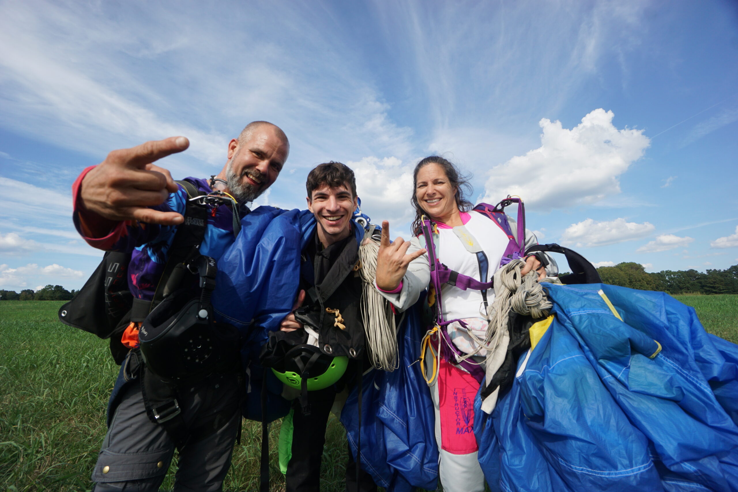 Student skydiver after landing at Skydive Raleigh